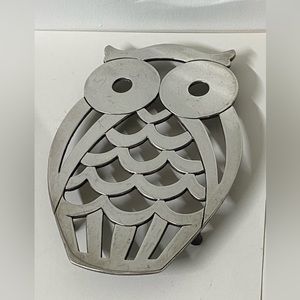 Vintage F B Rogers Silver Co. Zinc owl trivet